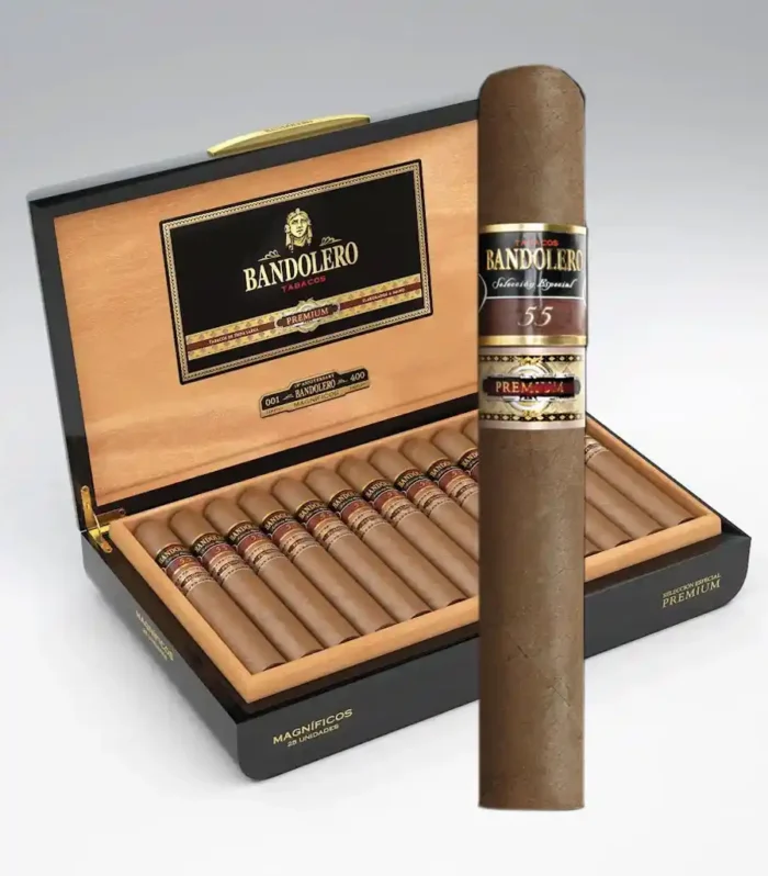 Only 6 retailers in the country have been chosen to carry the new Bandolero Premium. They are very limited production due to the extensive aging process. After being rolled in Costa Rica they are aged for 3 years in humidors lined with 3 types of Cedar in Madrid, Spain. Using golden Habano 2000 wrapper leaf from Ecuador, the Bandolero Premium has a blend of Nicaraguan Ligero and Peruvian fillers and a Nicaraguan binder.