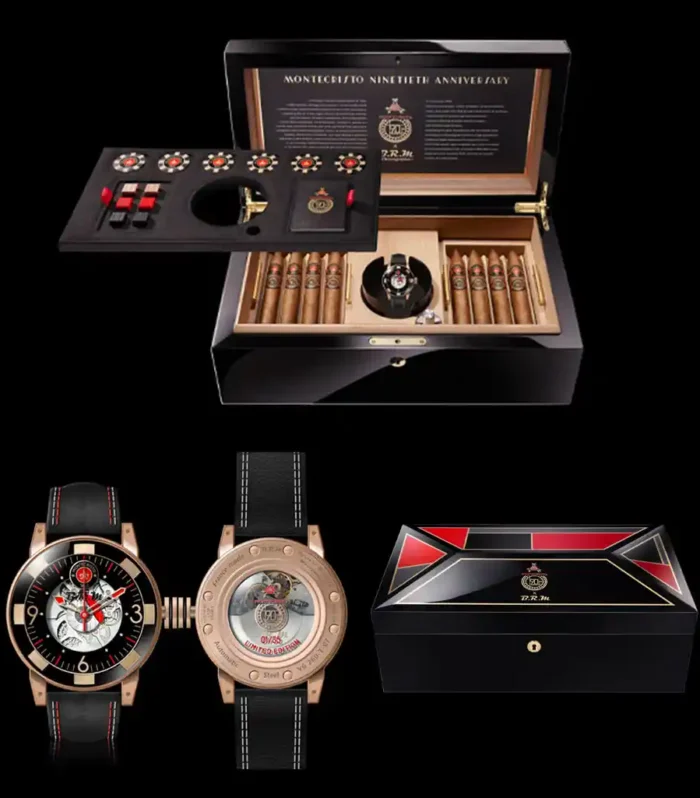 Montecristo 90th Anniversary Limited Edition Watch w/Humidor, Cigars & Swag